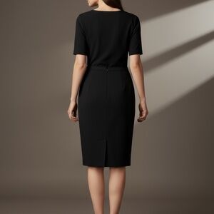 Tahari Draped Ruffle Pencil Skirt Black 8